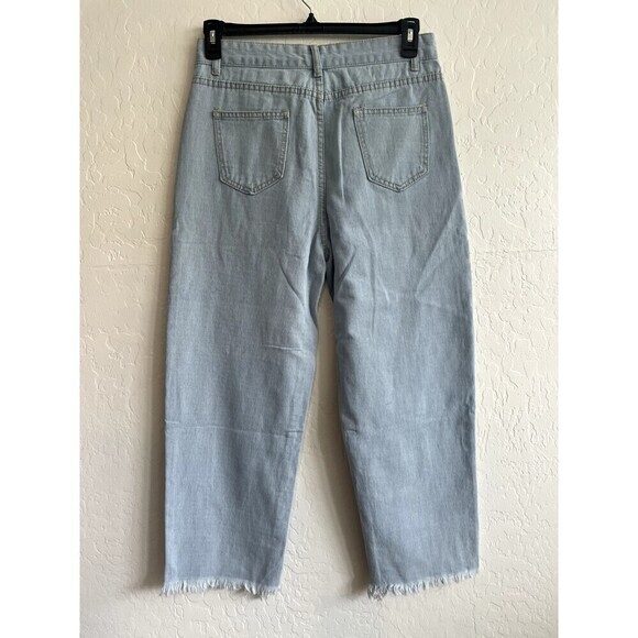 Palmer Heritage Distressed Hem High Rise Wide Leg Jeans Woman's Size 31 - Picture 14 of 16